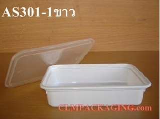 กล่องอาหารพลาสติก ทรงเหลี่ยมเตี้ย อบไมโครเวฟ SL003 (AS-301-1) 750ml.