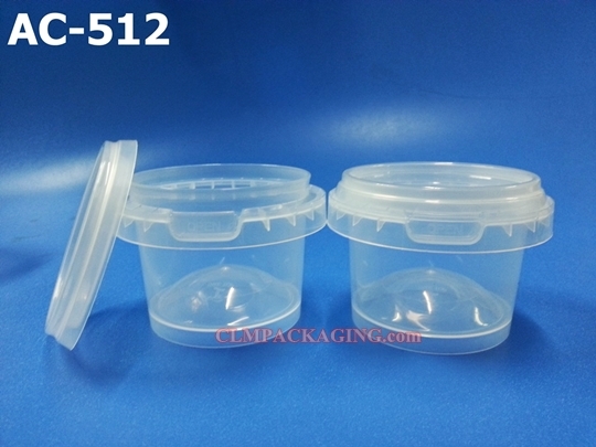 กล่องอาหารพลาสติก ทรงกลม ฝาล็อค พลาสติกแข็ง AC-512 90ml(SL037)