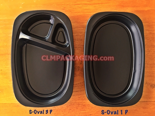 กล่องอาหารพลาสติก วงรี 3 ช่อง ฝาใส S-oval 3P