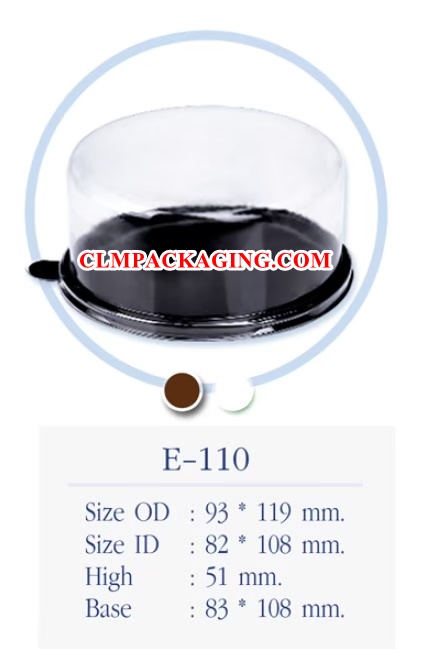 E110 กล่องเค้กพลาสติกE-110ฐานน้ำตาล เค้กวงรีเล็ก วงรีฐานน้ำตาล มินิชีสเค้ก