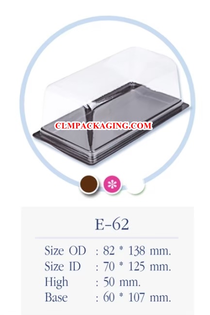 E62 กล่องเค้กพลาติกE-62ฐานน้ำตาล,ฐานขาว เค้กบัตเตอร์กลาง