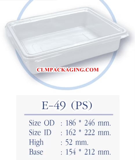 E49 กล่องพลาสติกใส่อาหาร E-49ฐานขาว กล่องอาหารพลาสติก กล่องผลไม้หั่น