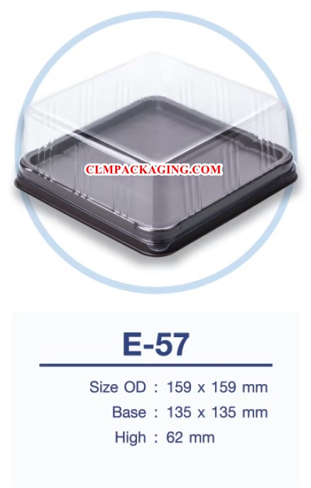 E57 กล่องเค้กพลาสติกE-57ฐานน้่ำตาล มินิเค้ก12ชิ้น