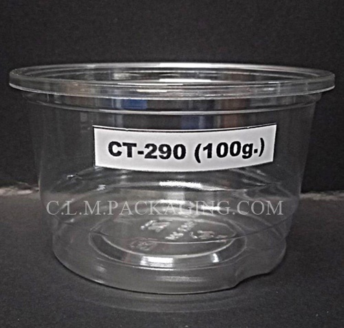 ถ้วย TL เนื้อ PET  CT-290 เรียบ ใส ปาก 95 mm.( 100 กรัม )